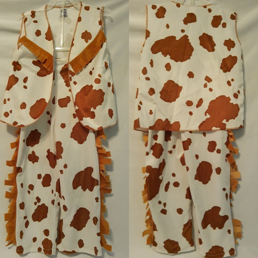 Cowboy Cowgirl Vest and Pants White/Brown Youth Small